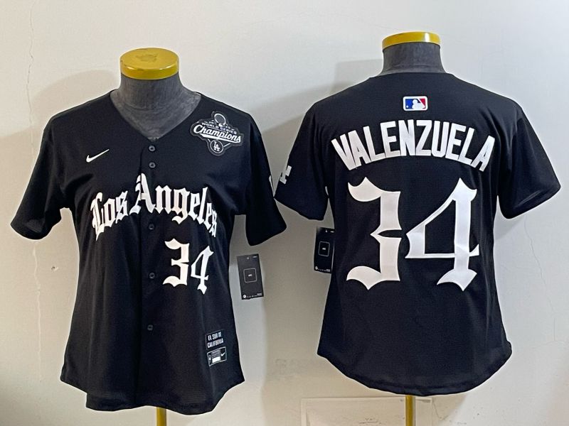 Women Los Angeles Dodgers #34 Valenzuela Black 5th Jointly Name 2026 Nike MLB Jersey style 06